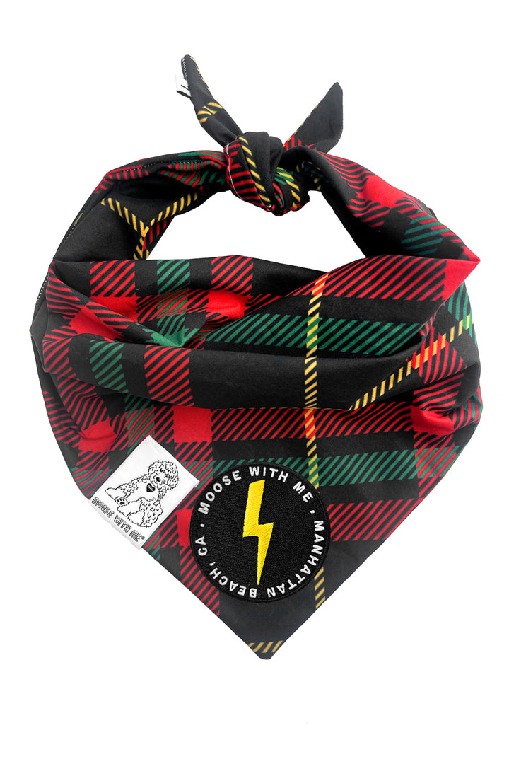 Dog Bandana Plaid - Red - Customize by adding Interchangeable Velcro Embroidered Patches