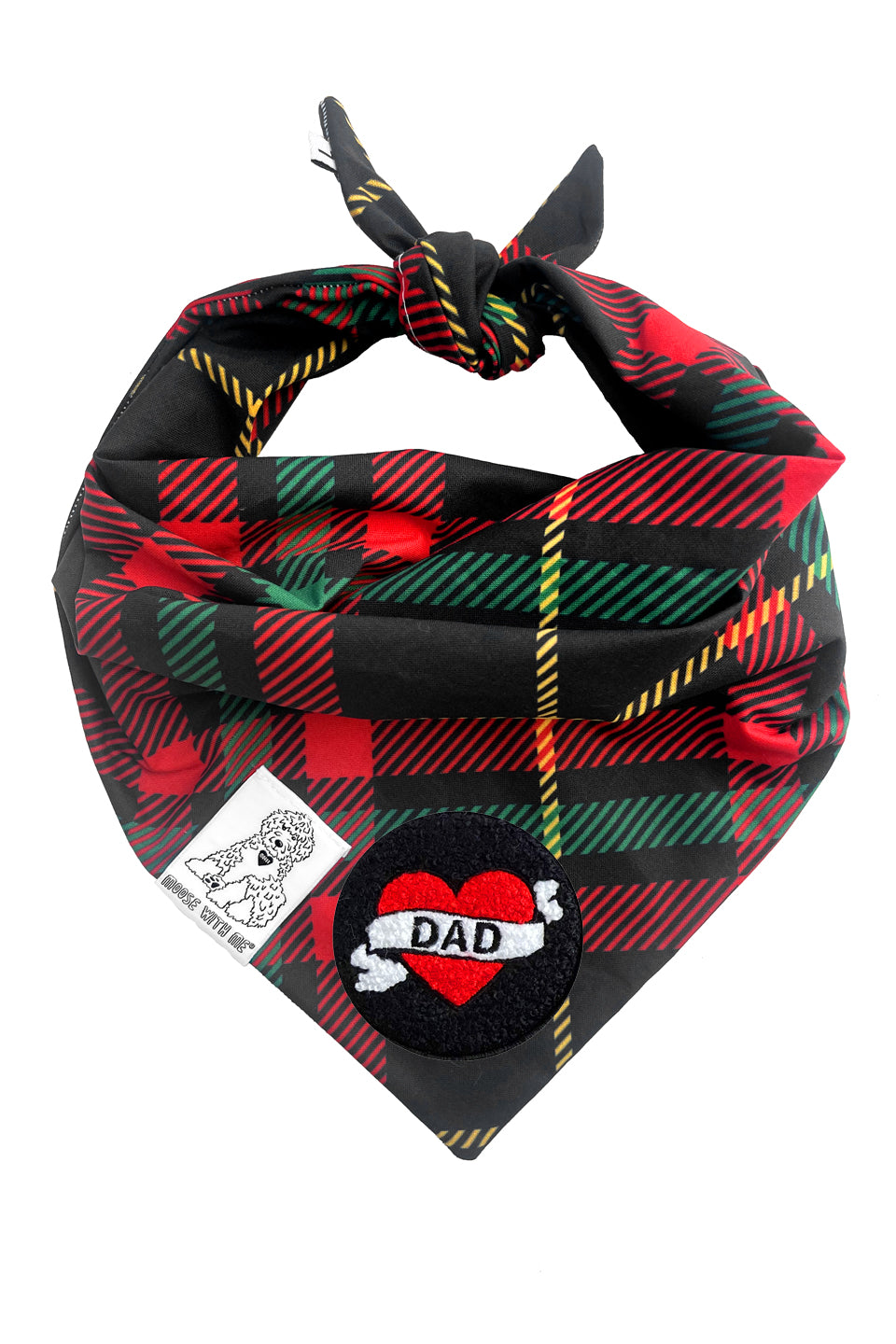 Dog Bandana Plaid - Red - Customize by adding Interchangeable Velcro Embroidered Patches
