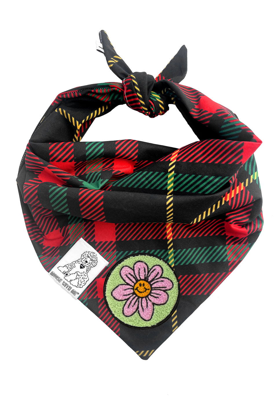 Dog Bandana Plaid - Red - Customize by adding Interchangeable Velcro Embroidered Patches