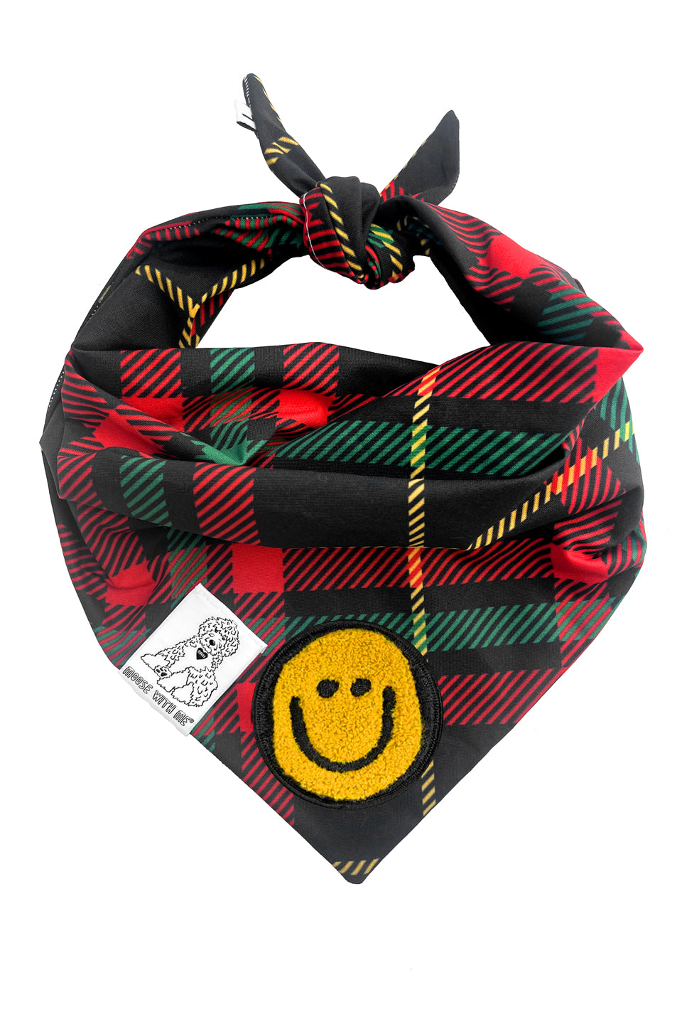 Dog Bandana Plaid - Red - Customize by adding Interchangeable Velcro Embroidered Patches