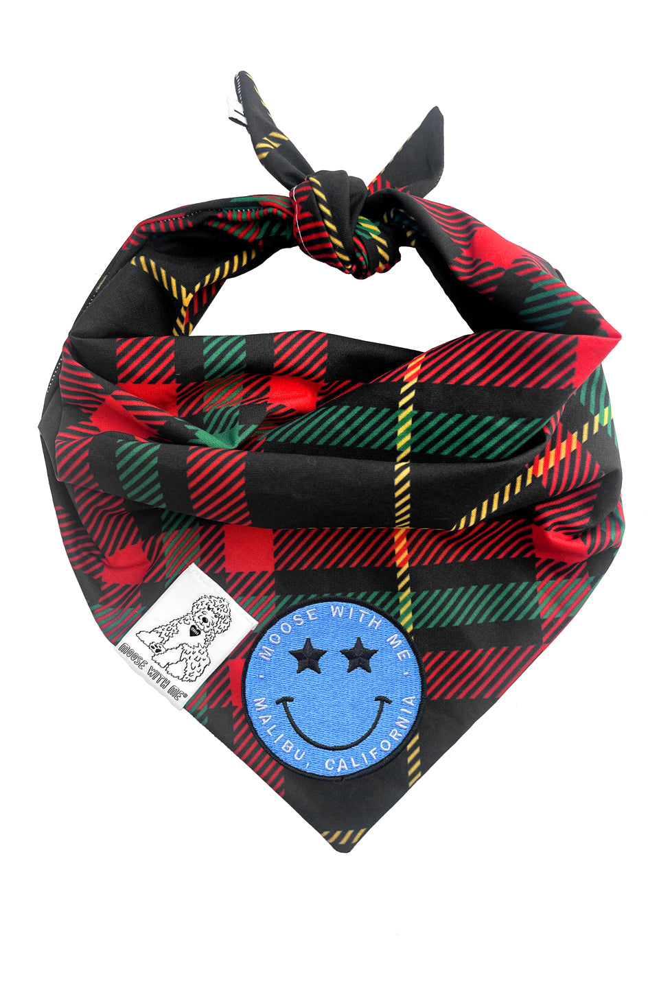 Dog Bandana Plaid - Red - Customize by adding Interchangeable Velcro Embroidered Patches