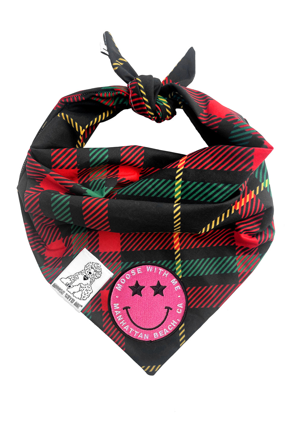Dog Bandana Plaid - Red - Customize by adding Interchangeable Velcro Embroidered Patches