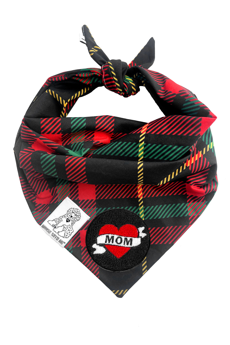 Dog Bandana Plaid - Red - Customize by adding Interchangeable Velcro Embroidered Patches
