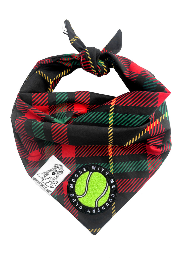 Dog Bandana Plaid - Red - Customize by adding Interchangeable Velcro Embroidered Patches