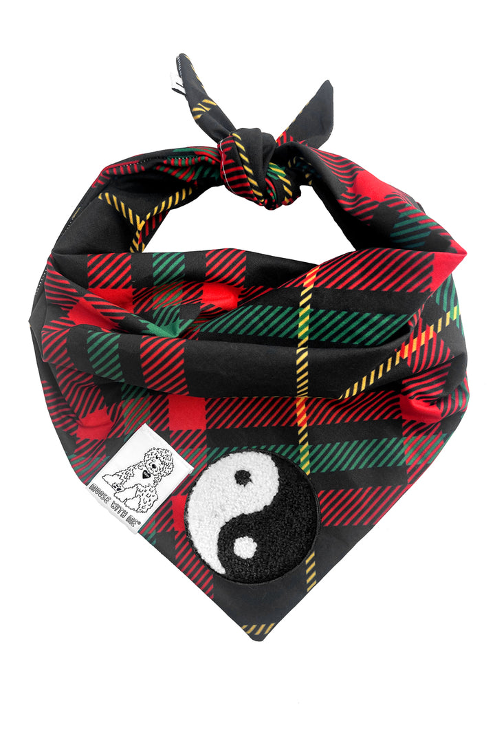 Dog Bandana Plaid - Red - Customize by adding Interchangeable Velcro Embroidered Patches