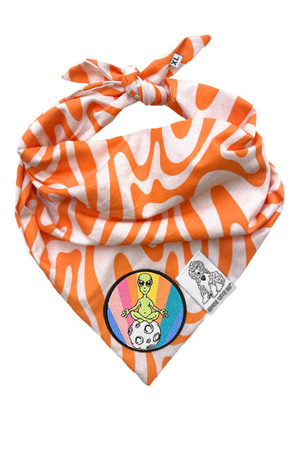 Dog Bandana Tangerine Swirl - Orange - Customize by adding Interchangeable Velcro Embroidered Patches