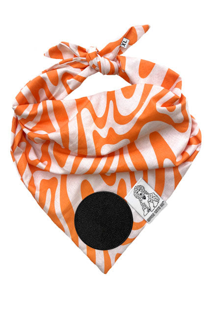 Dog Bandana Tangerine Swirl - Orange - Customize by adding Interchangeable Velcro Embroidered Patches