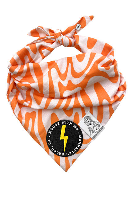 Dog Bandana Tangerine Swirl - Orange - Customize by adding Interchangeable Velcro Embroidered Patches