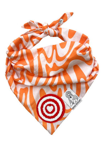 Dog Bandana Tangerine Swirl - Orange - Customize by adding Interchangeable Velcro Embroidered Patches