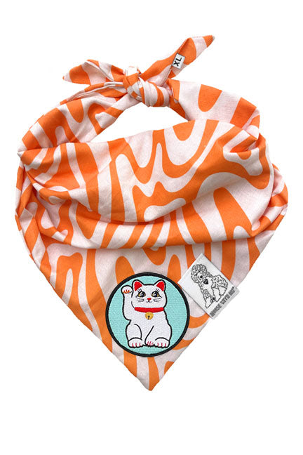 Dog Bandana Tangerine Swirl - Orange - Customize by adding Interchangeable Velcro Embroidered Patches