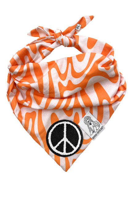 Dog Bandana Tangerine Swirl - Orange - Customize by adding Interchangeable Velcro Embroidered Patches