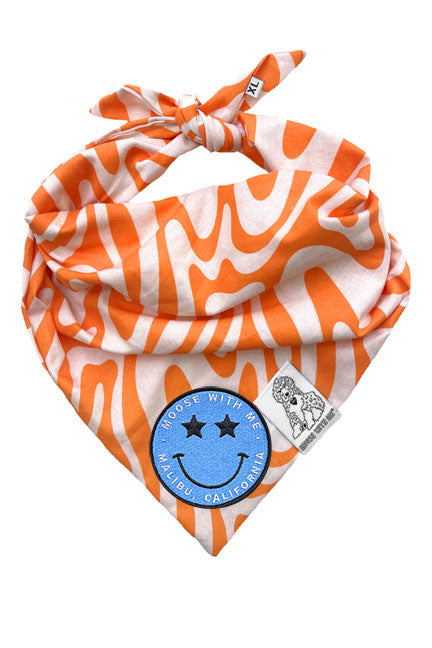 Dog Bandana Tangerine Swirl - Orange - Customize by adding Interchangeable Velcro Embroidered Patches