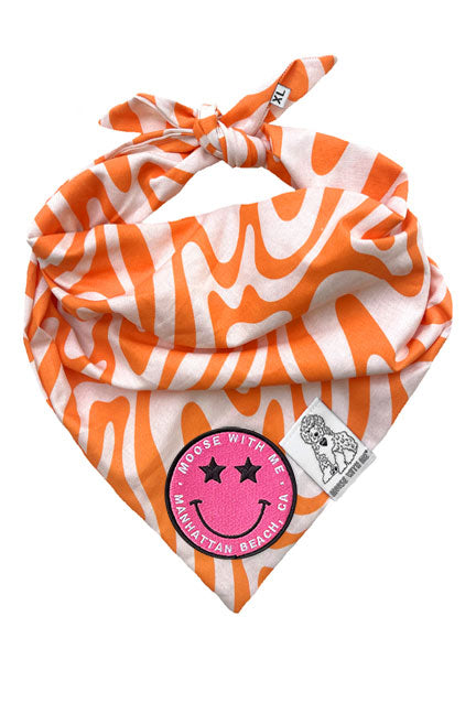 Dog Bandana Tangerine Swirl - Orange - Customize by adding Interchangeable Velcro Embroidered Patches