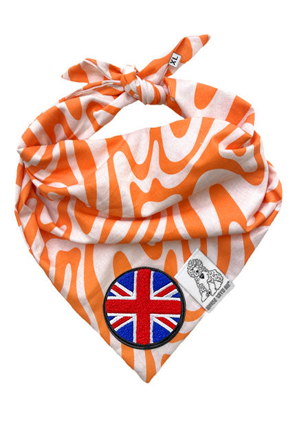Dog Bandana Tangerine Swirl - Orange - Customize by adding Interchangeable Velcro Embroidered Patches