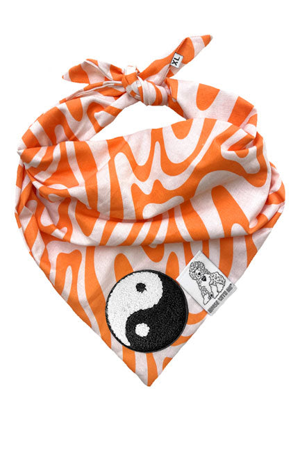 Dog Bandana Tangerine Swirl - Orange - Customize by adding Interchangeable Velcro Embroidered Patches
