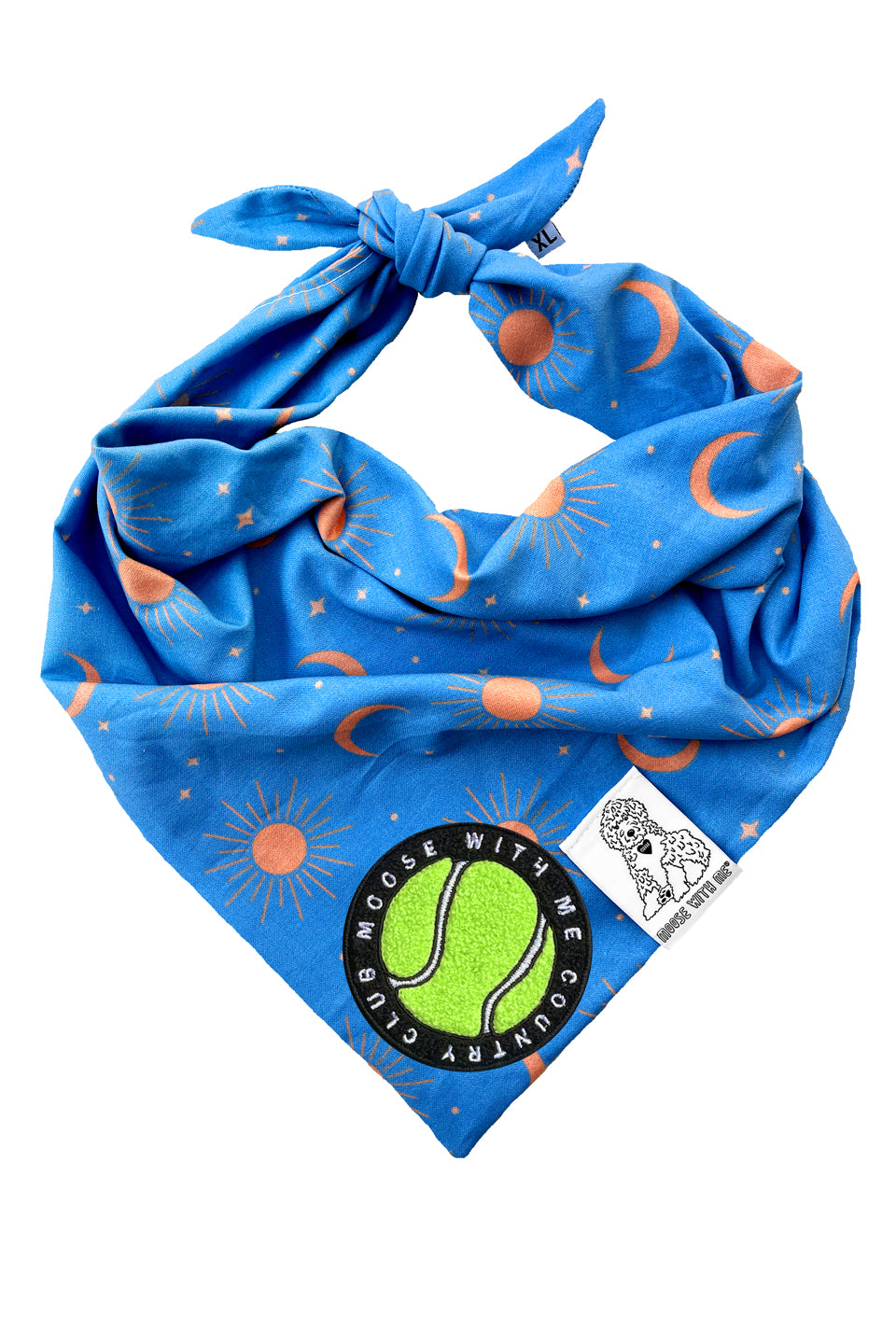Dog Bandana Sun, Moon and Stars - Blue - Customize by adding Interchangeable Velcro Embroidered Patches