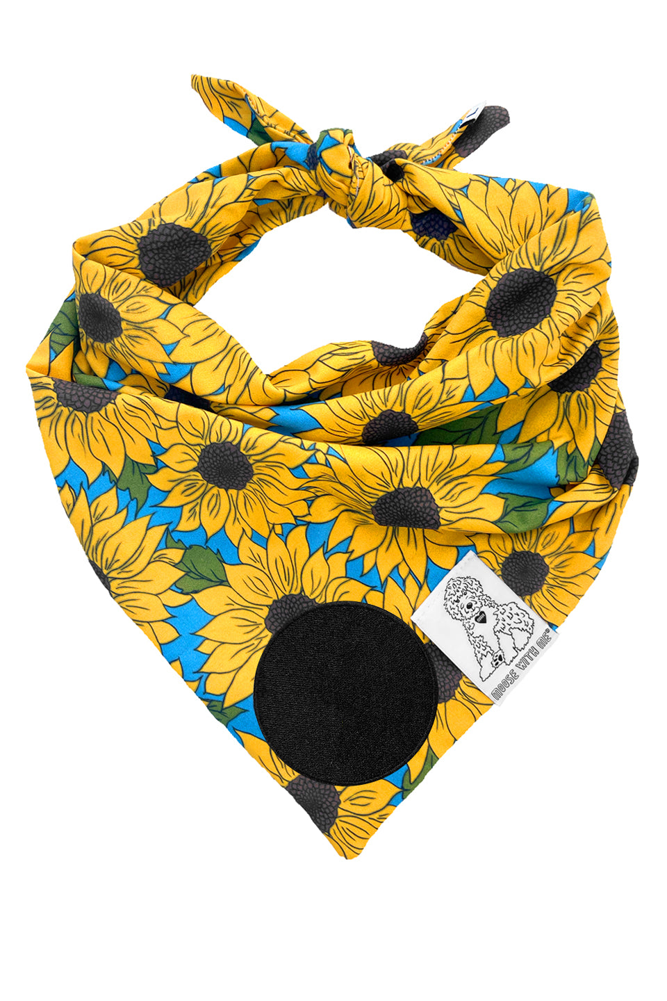 Dog Bandana Sunflower - Yellow - Customize by adding Interchangeable Velcro Embroidered Patches