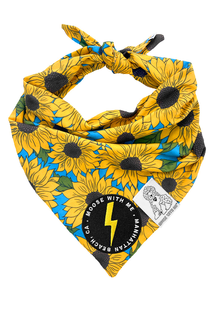 Dog Bandana Sunflower - Yellow - Customize by adding Interchangeable Velcro Embroidered Patches