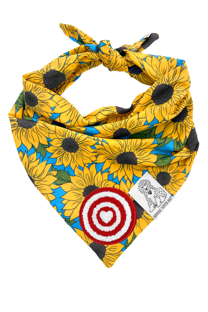 Dog Bandana Sunflower - Yellow - Customize by adding Interchangeable Velcro Embroidered Patches