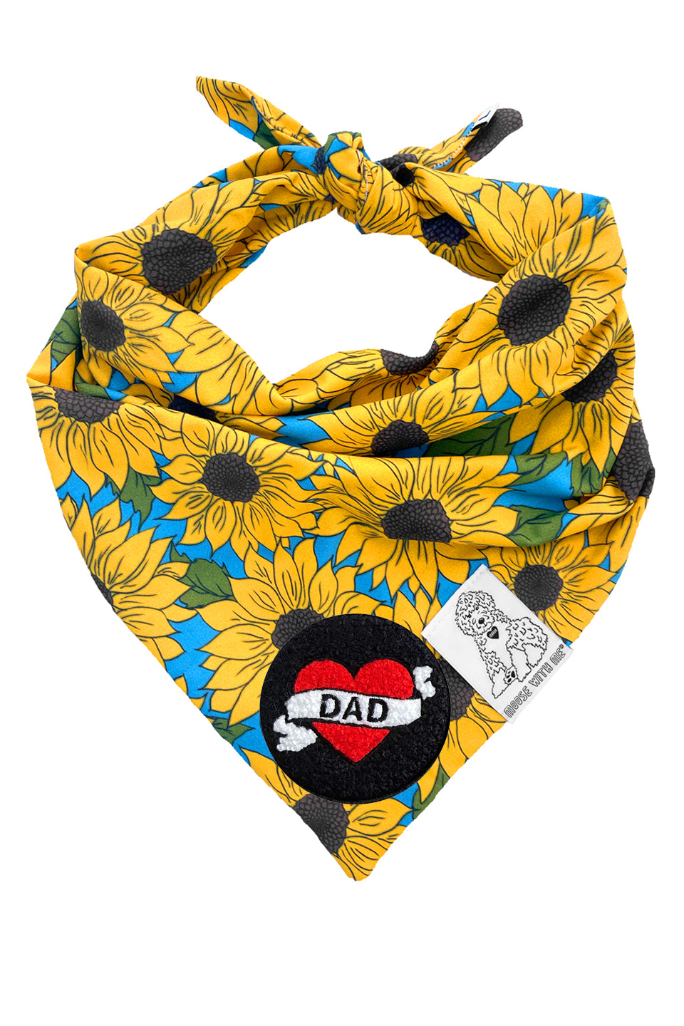 Dog Bandana Sunflower - Yellow - Customize by adding Interchangeable Velcro Embroidered Patches