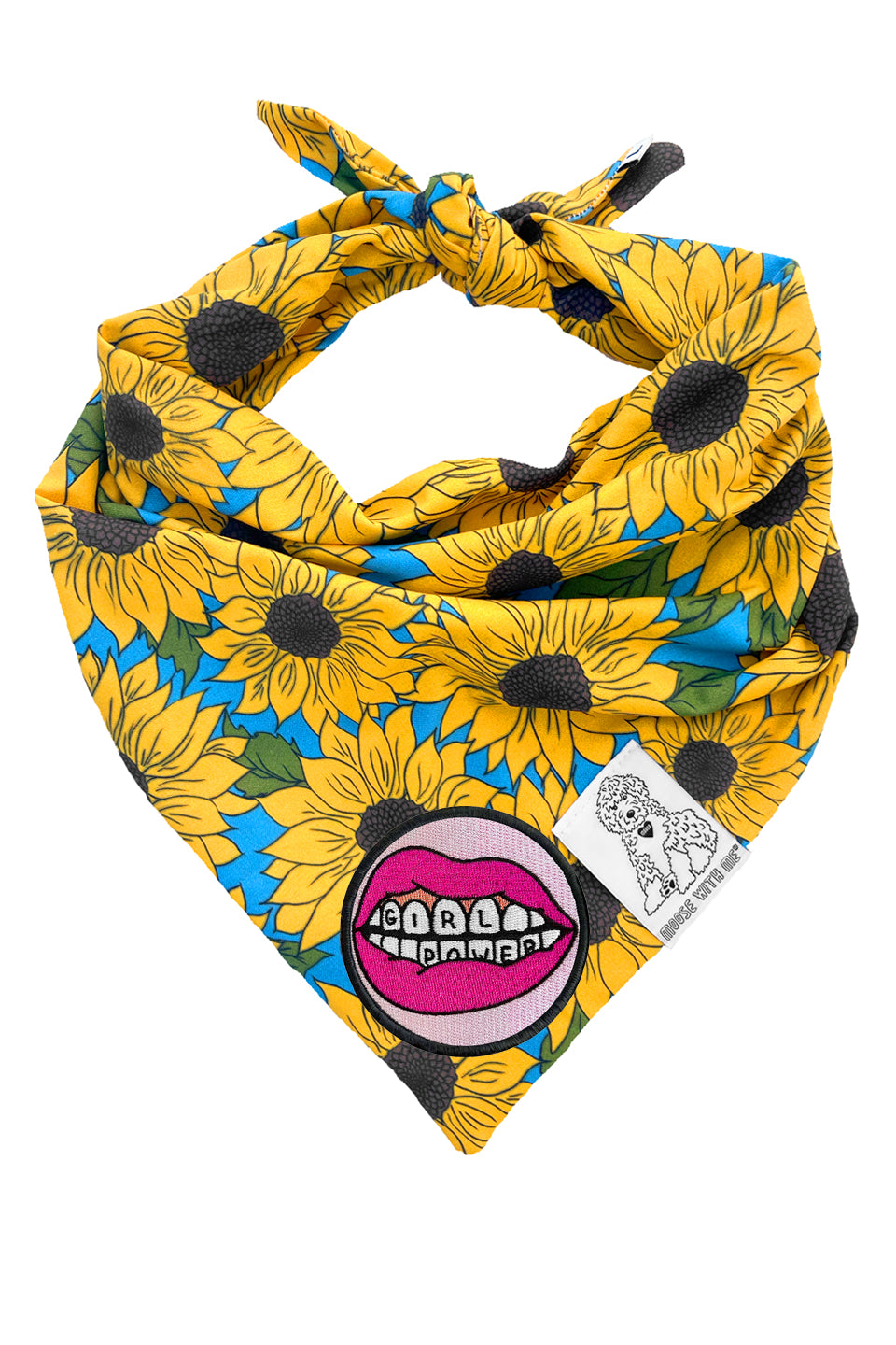 Dog Bandana Sunflower - Yellow - Customize by adding Interchangeable Velcro Embroidered Patches
