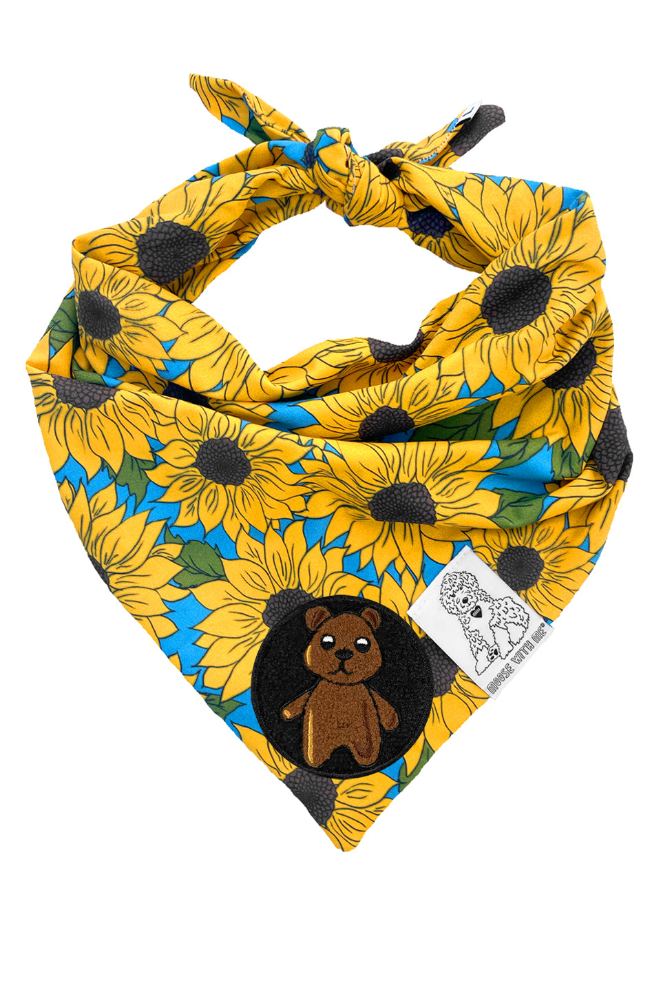 Dog Bandana Sunflower - Yellow - Customize by adding Interchangeable Velcro Embroidered Patches