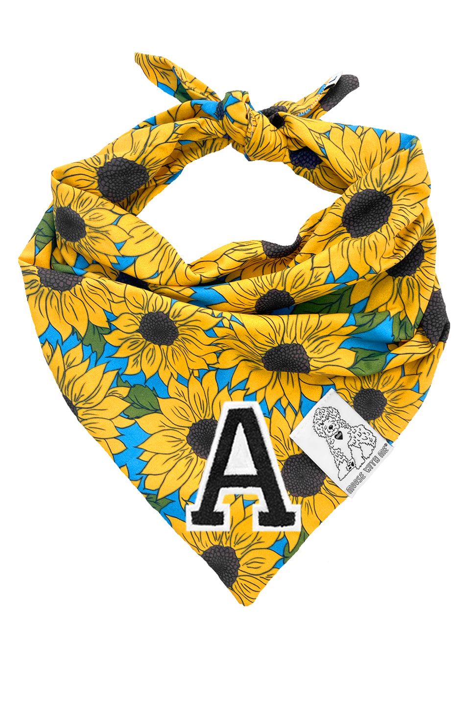 Dog Bandana Sunflower - Yellow - Customize by adding Interchangeable Velcro Embroidered Patches