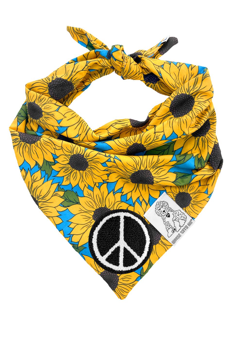 Dog Bandana Sunflower - Yellow - Customize by adding Interchangeable Velcro Embroidered Patches