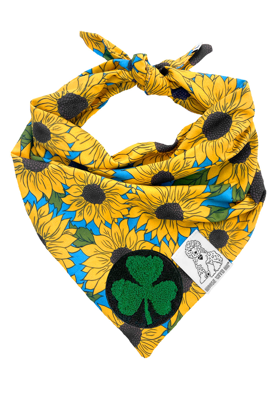 Dog Bandana Sunflower - Yellow - Customize by adding Interchangeable Velcro Embroidered Patches