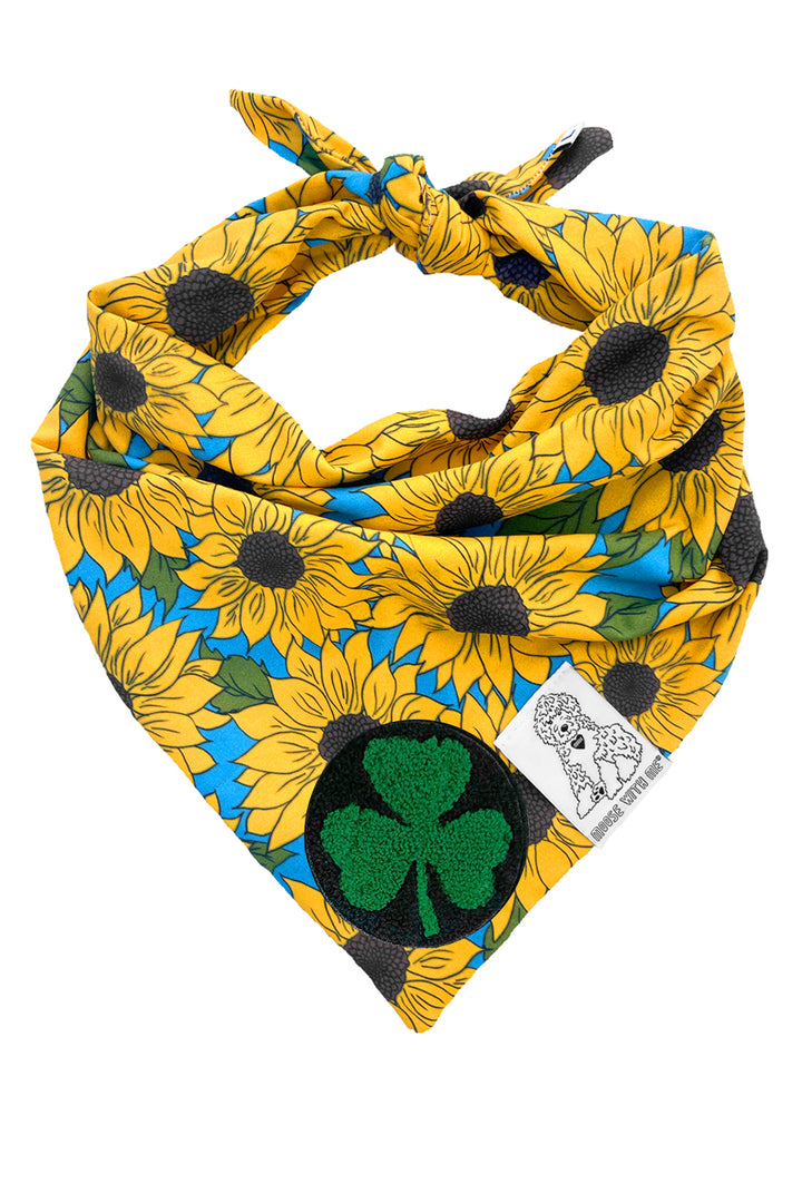 Dog Bandana Sunflower - Yellow - Customize by adding Interchangeable Velcro Embroidered Patches