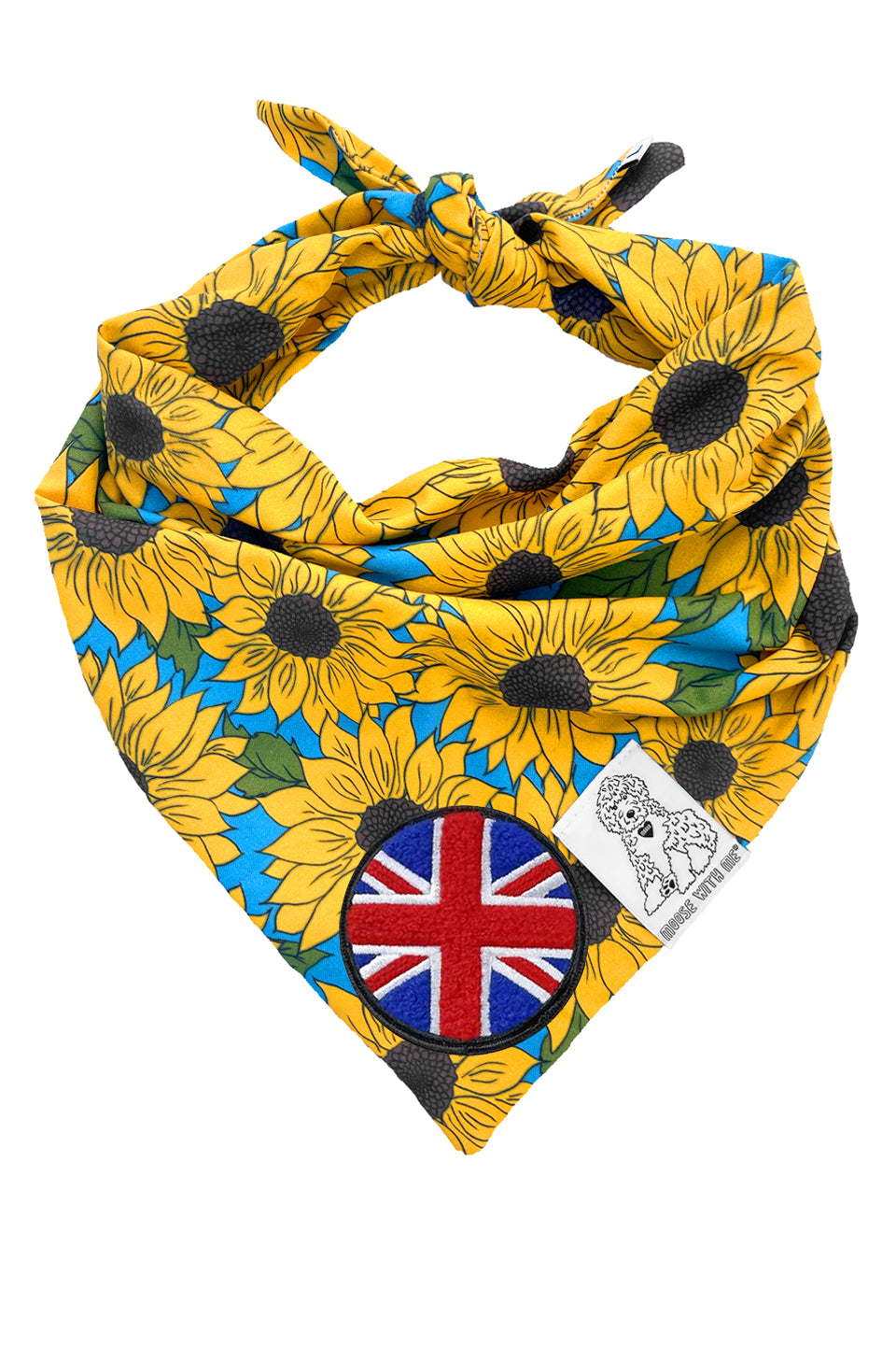 Dog Bandana Sunflower - Yellow - Customize by adding Interchangeable Velcro Embroidered Patches