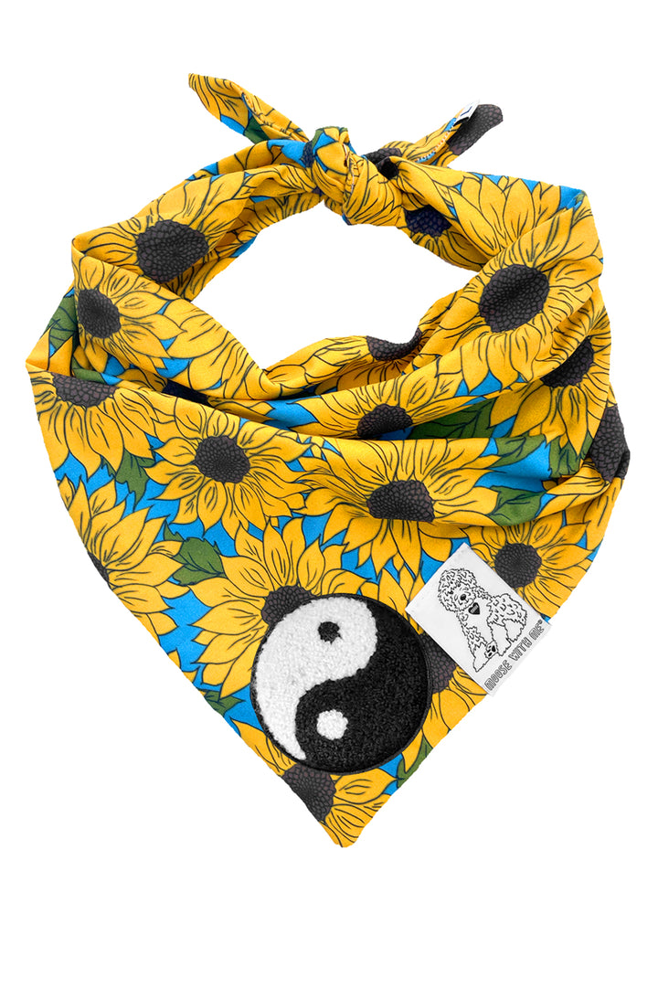 Dog Bandana Sunflower - Yellow - Customize by adding Interchangeable Velcro Embroidered Patches