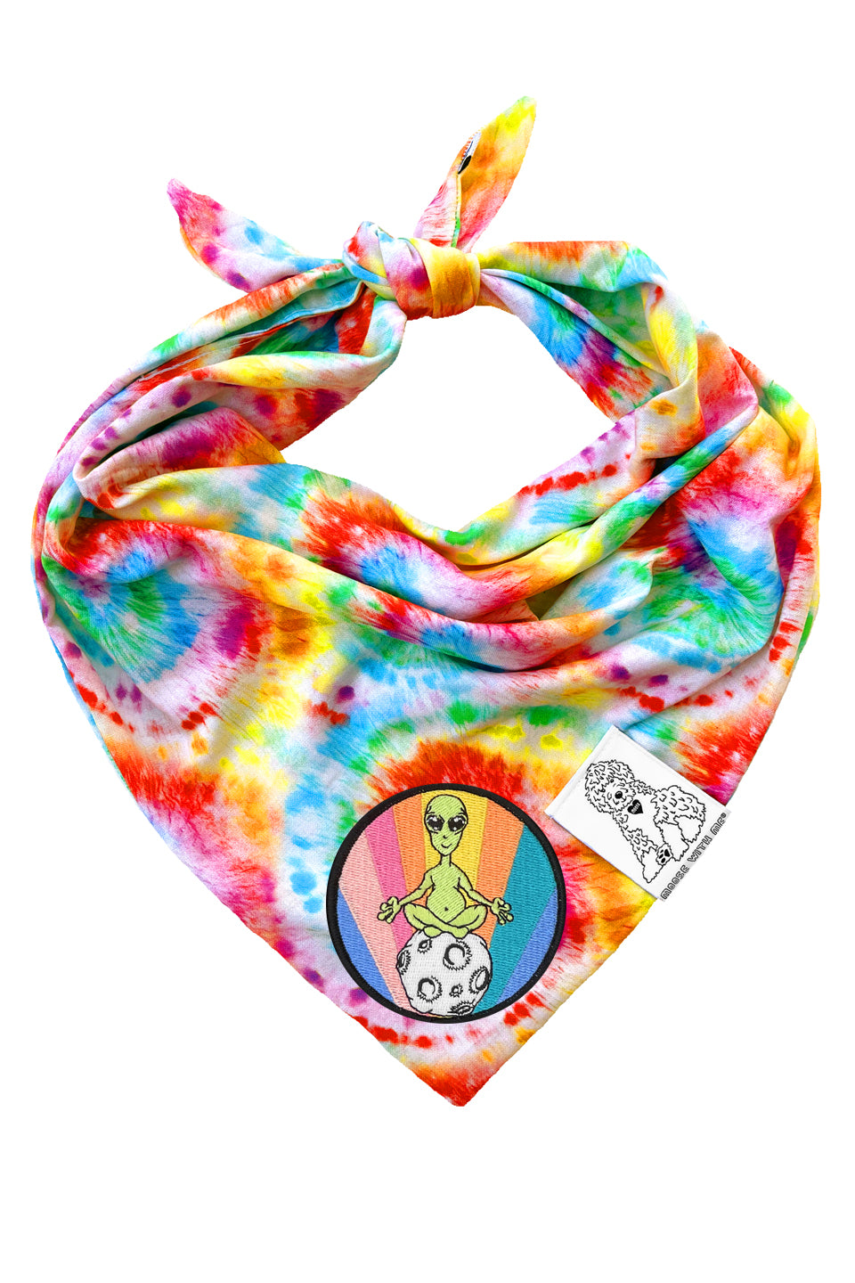 Dog Bandana Tie Dye - Red - Customize by adding Interchangeable Velcro Embroidered Patches