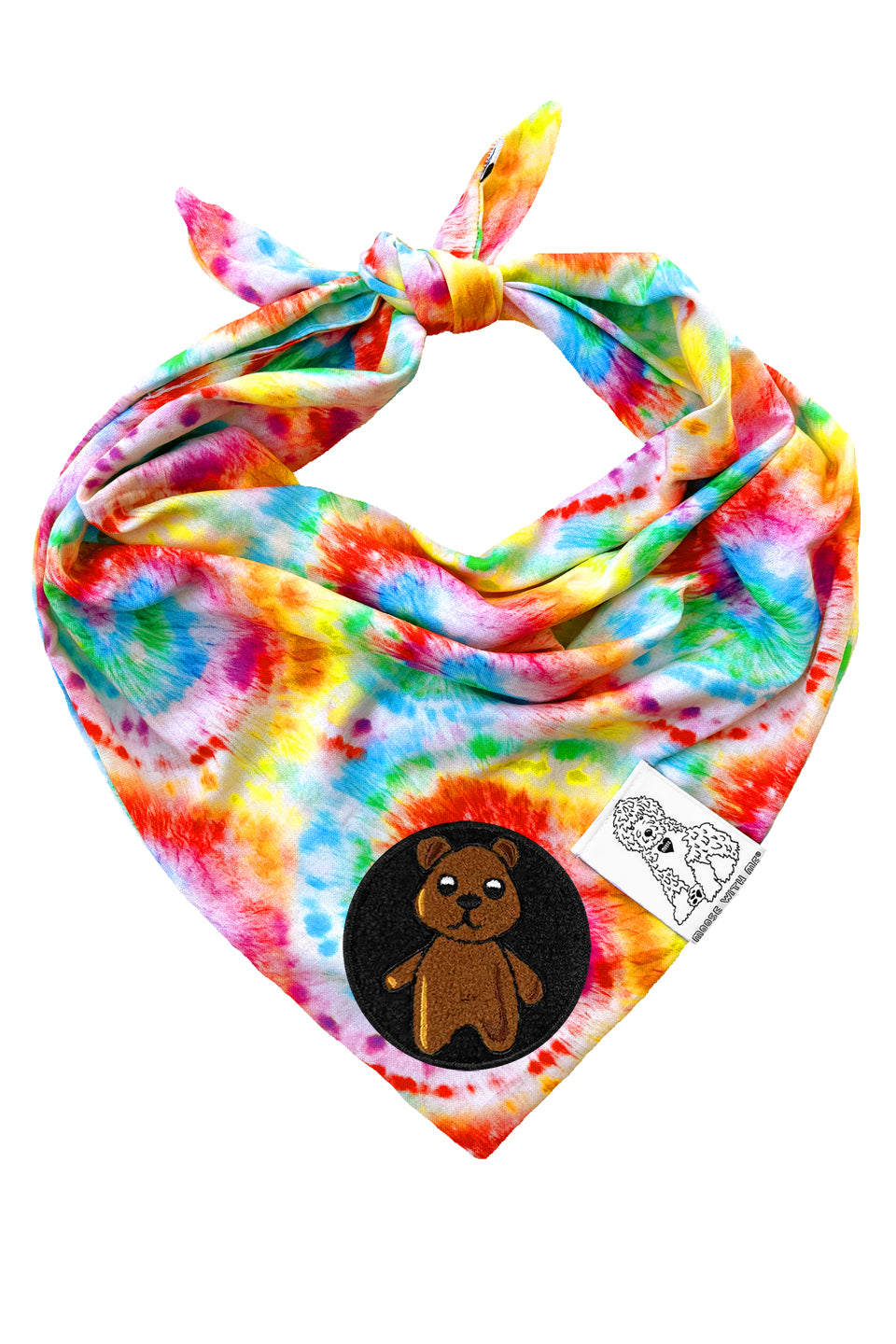 Dog Bandana Tie Dye - Red - Customize by adding Interchangeable Velcro Embroidered Patches