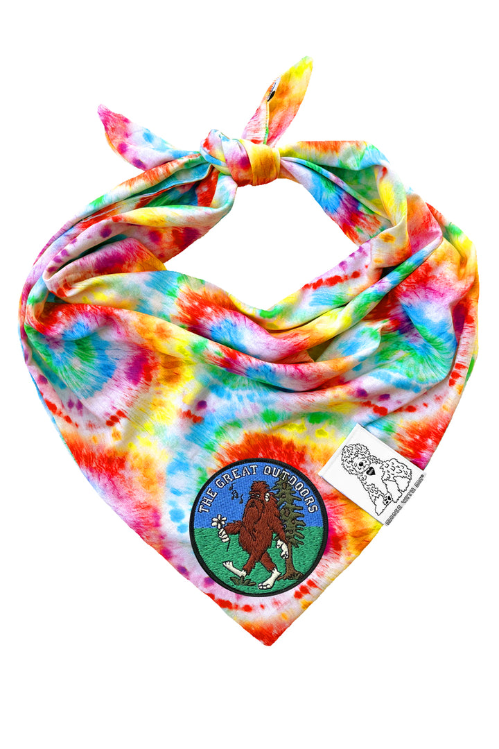 Dog Bandana Tie Dye - Red - Customize by adding Interchangeable Velcro Embroidered Patches