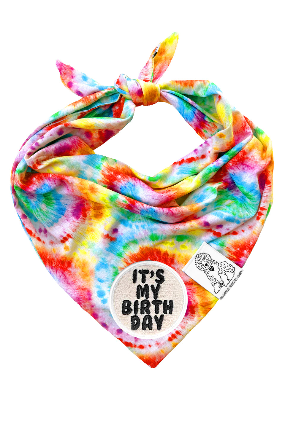 Dog Bandana Tie Dye - Red - Customize by adding Interchangeable Velcro Embroidered Patches