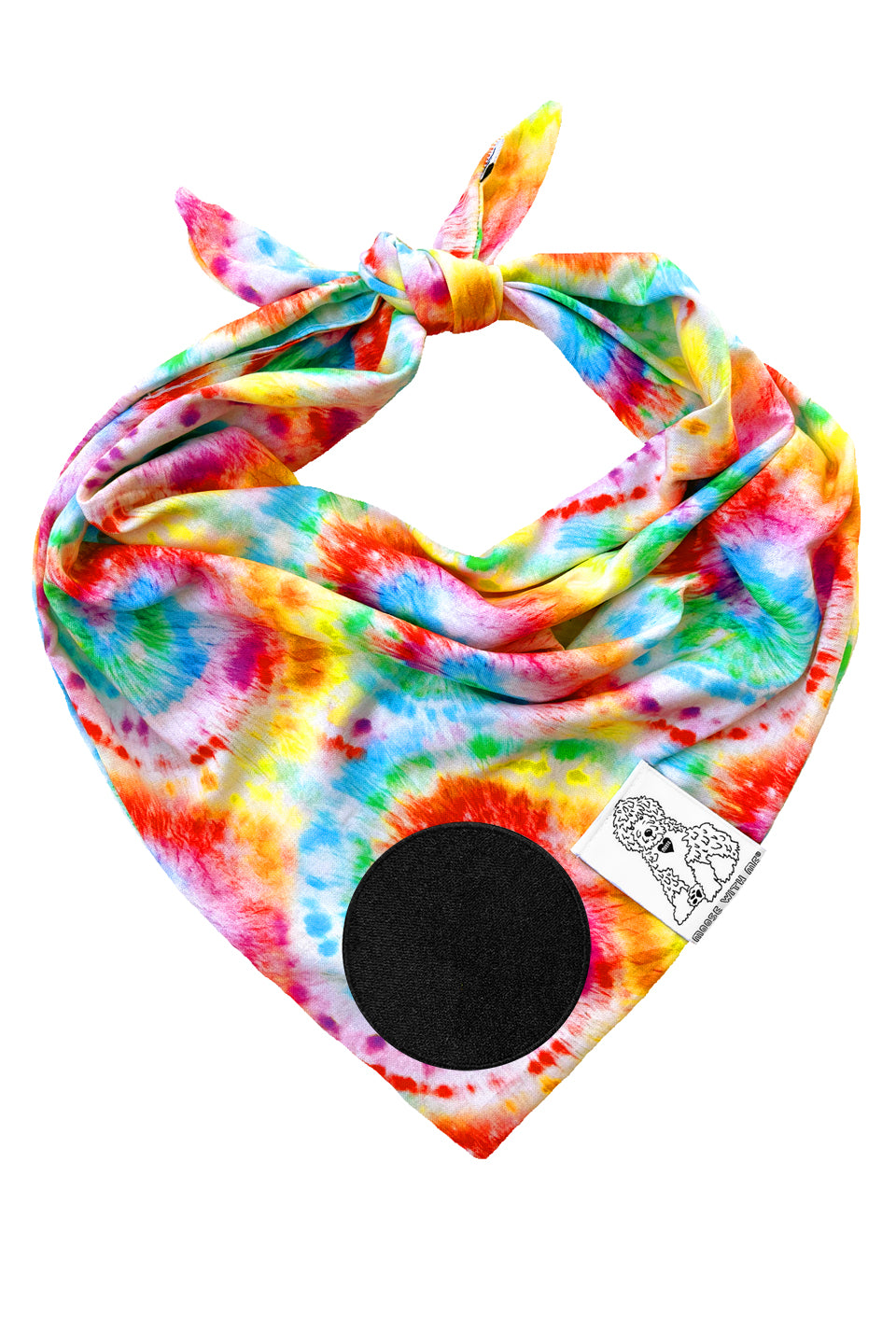 Dog Bandana Tie Dye - Red - Customize by adding Interchangeable Velcro Embroidered Patches