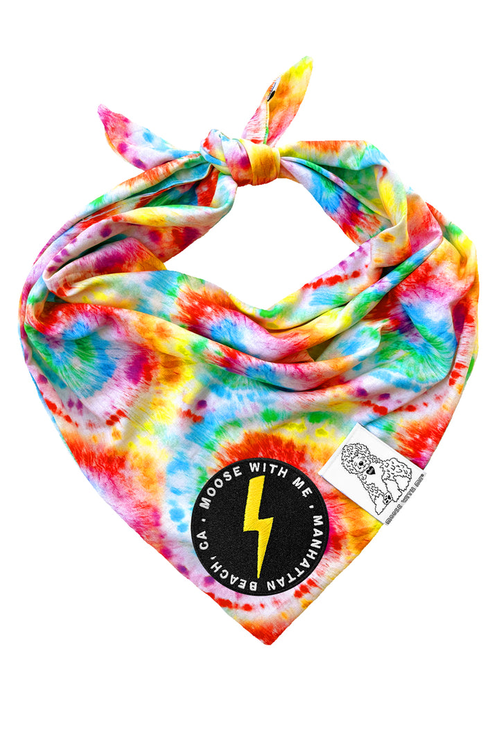 Dog Bandana Tie Dye - Red - Customize by adding Interchangeable Velcro Embroidered Patches