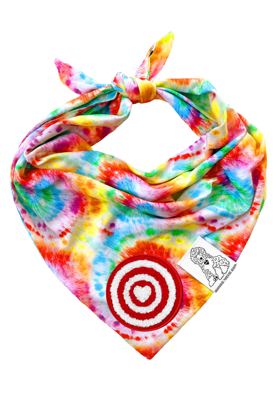 Dog Bandana Tie Dye - Red - Customize by adding Interchangeable Velcro Embroidered Patches