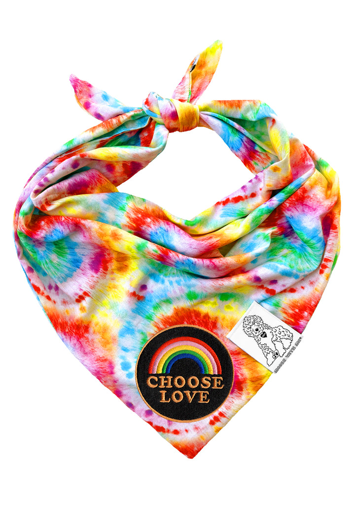 Dog Bandana Tie Dye - Red - Customize by adding Interchangeable Velcro Embroidered Patches