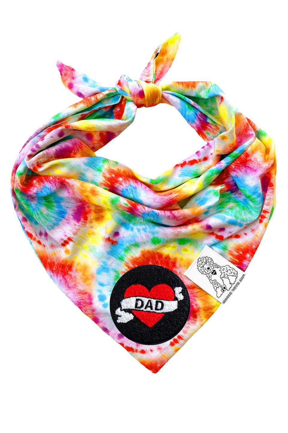 Dog Bandana Tie Dye - Red - Customize by adding Interchangeable Velcro Embroidered Patches