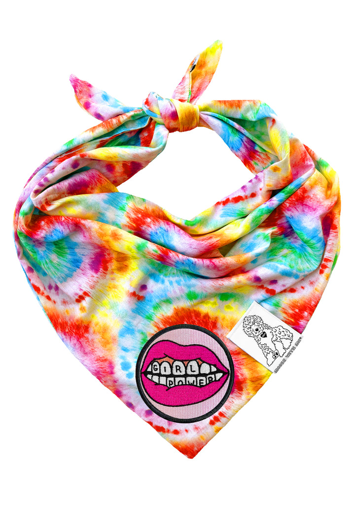 Dog Bandana Tie Dye - Red - Customize by adding Interchangeable Velcro Embroidered Patches