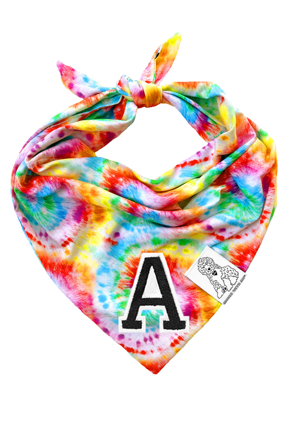 Dog Bandana Tie Dye - Red - Customize by adding Interchangeable Velcro Embroidered Patches