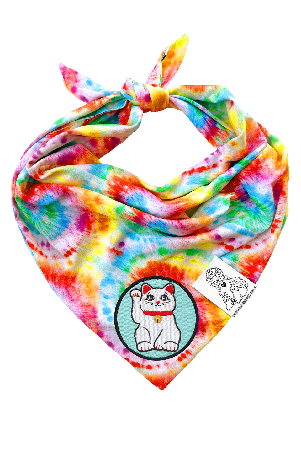 Dog Bandana Tie Dye - Red - Customize by adding Interchangeable Velcro Embroidered Patches