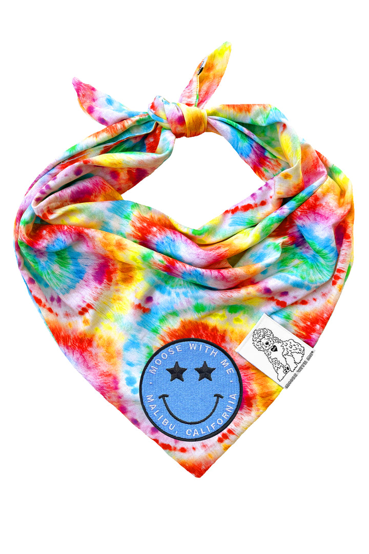 Dog Bandana Tie Dye - Red - Customize by adding Interchangeable Velcro Embroidered Patches