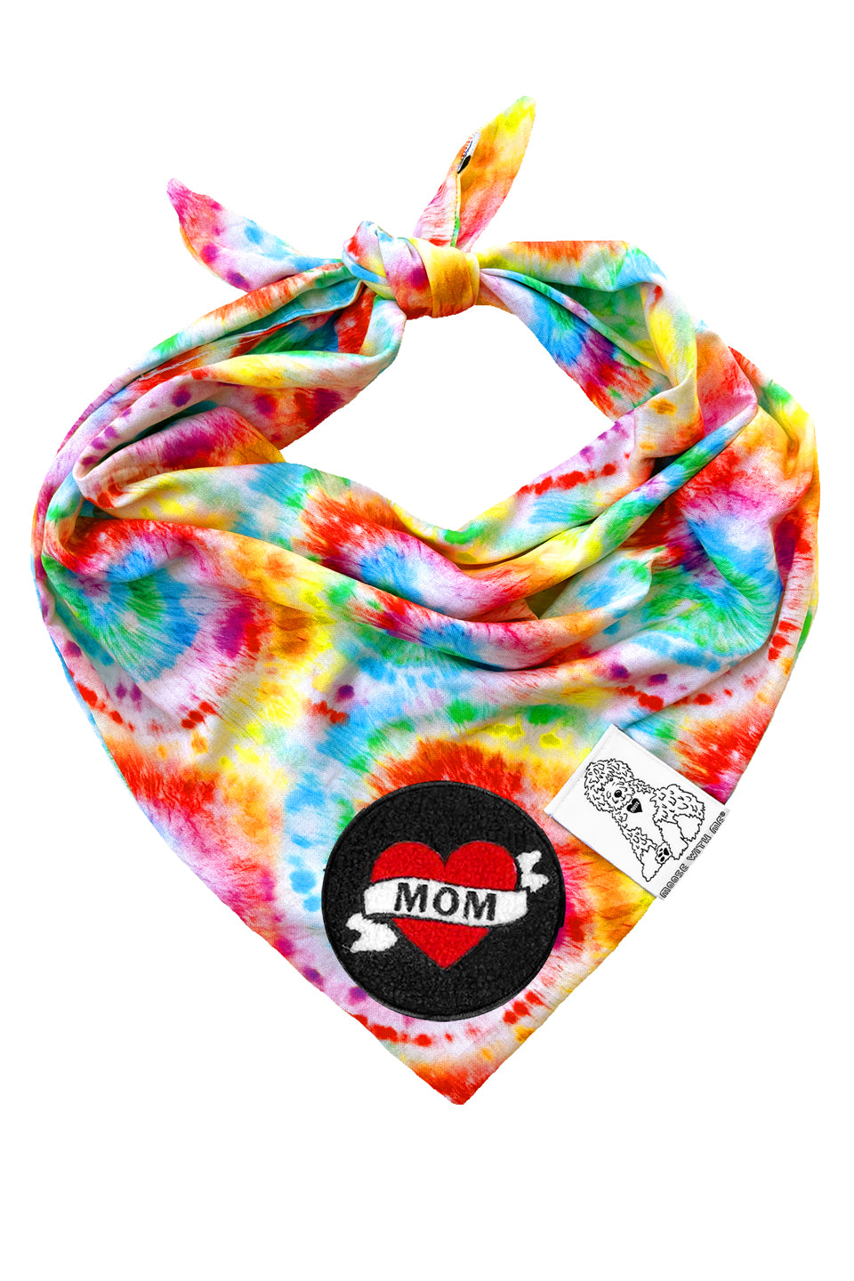 Dog Bandana Tie Dye - Red - Customize by adding Interchangeable Velcro Embroidered Patches