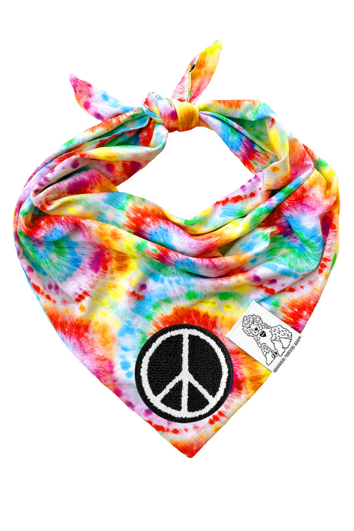 Dog Bandana Tie Dye - Red - Customize by adding Interchangeable Velcro Embroidered Patches