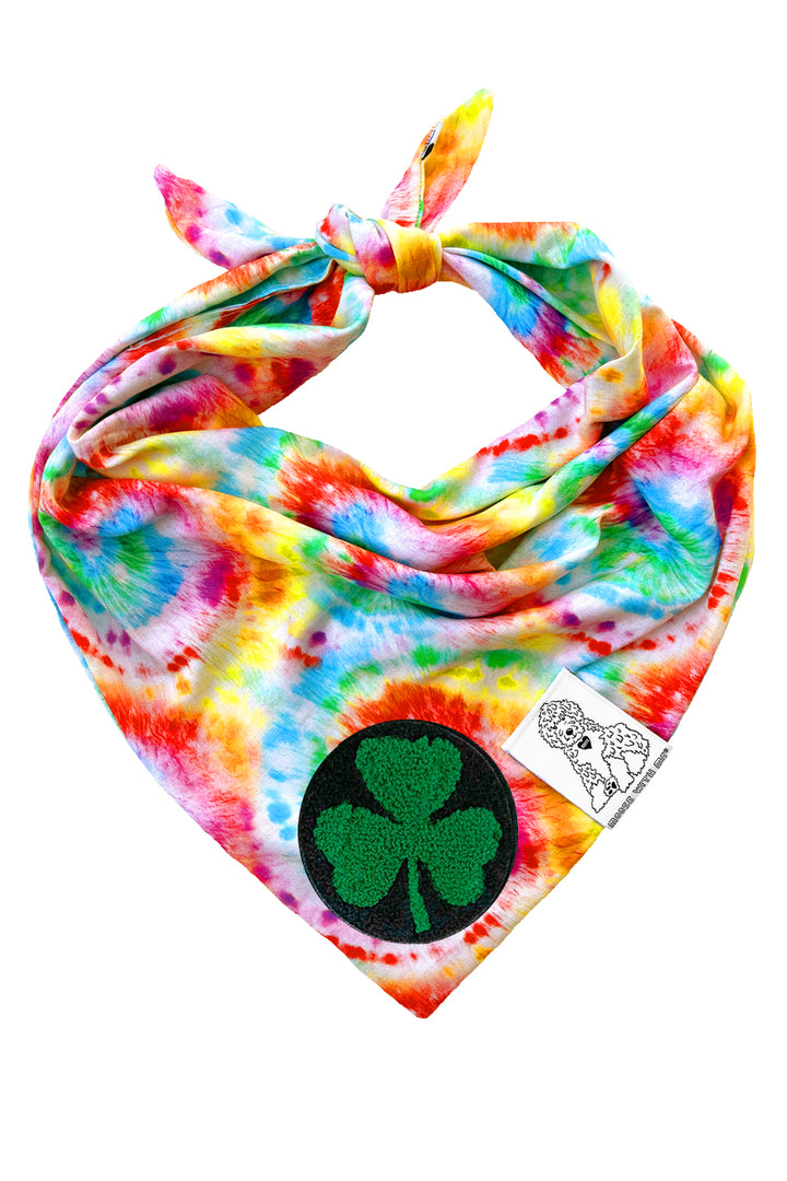Dog Bandana Tie Dye - Red - Customize by adding Interchangeable Velcro Embroidered Patches