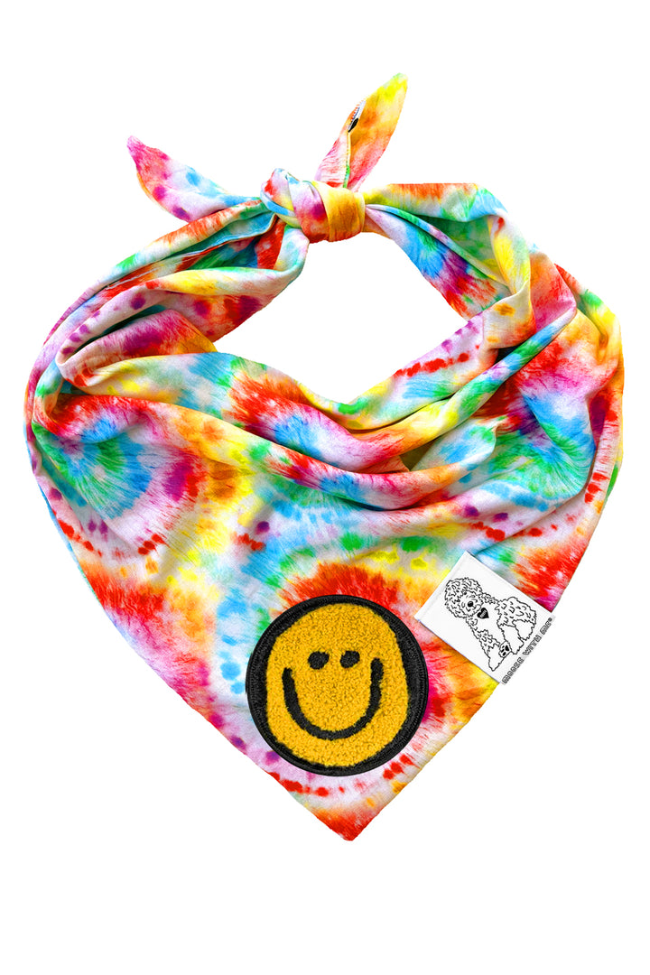 Dog Bandana Tie Dye - Red - Customize by adding Interchangeable Velcro Embroidered Patches