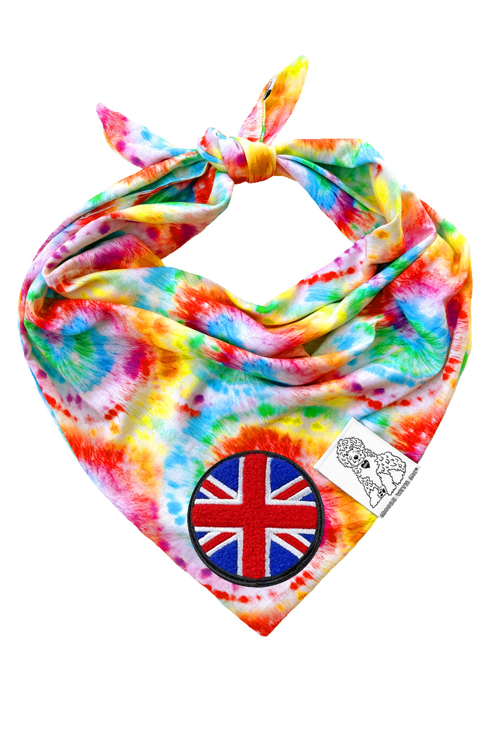 Dog Bandana Tie Dye - Red - Customize by adding Interchangeable Velcro Embroidered Patches